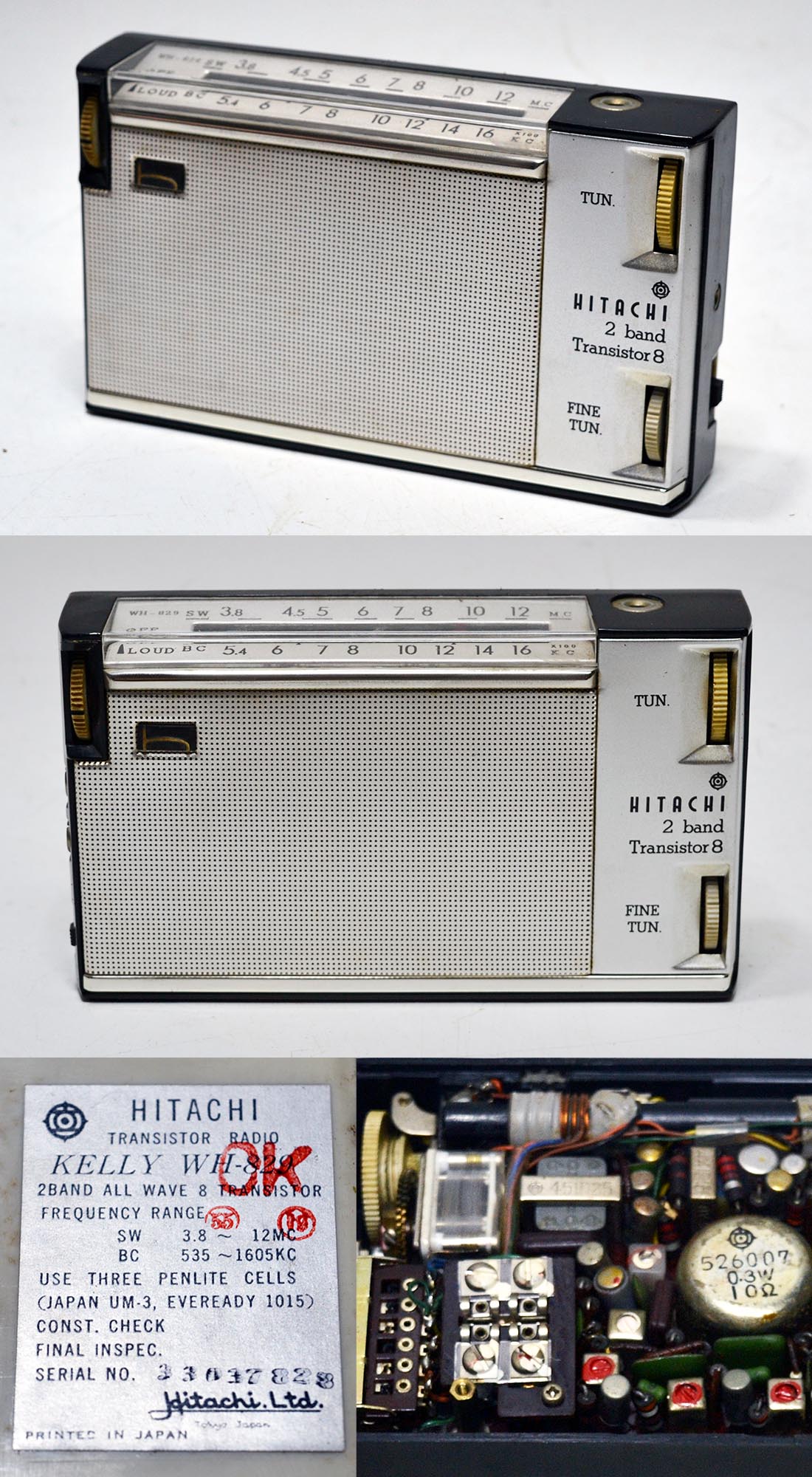 HITACHI KELLY WH-829 SW/BC 2BAND RADIO