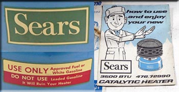 SEARS MODEL476.72990 Catalytic Heater