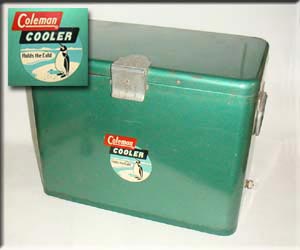 VINTAGE METAL COLEMAN COOLER PENGUIN LOGO 